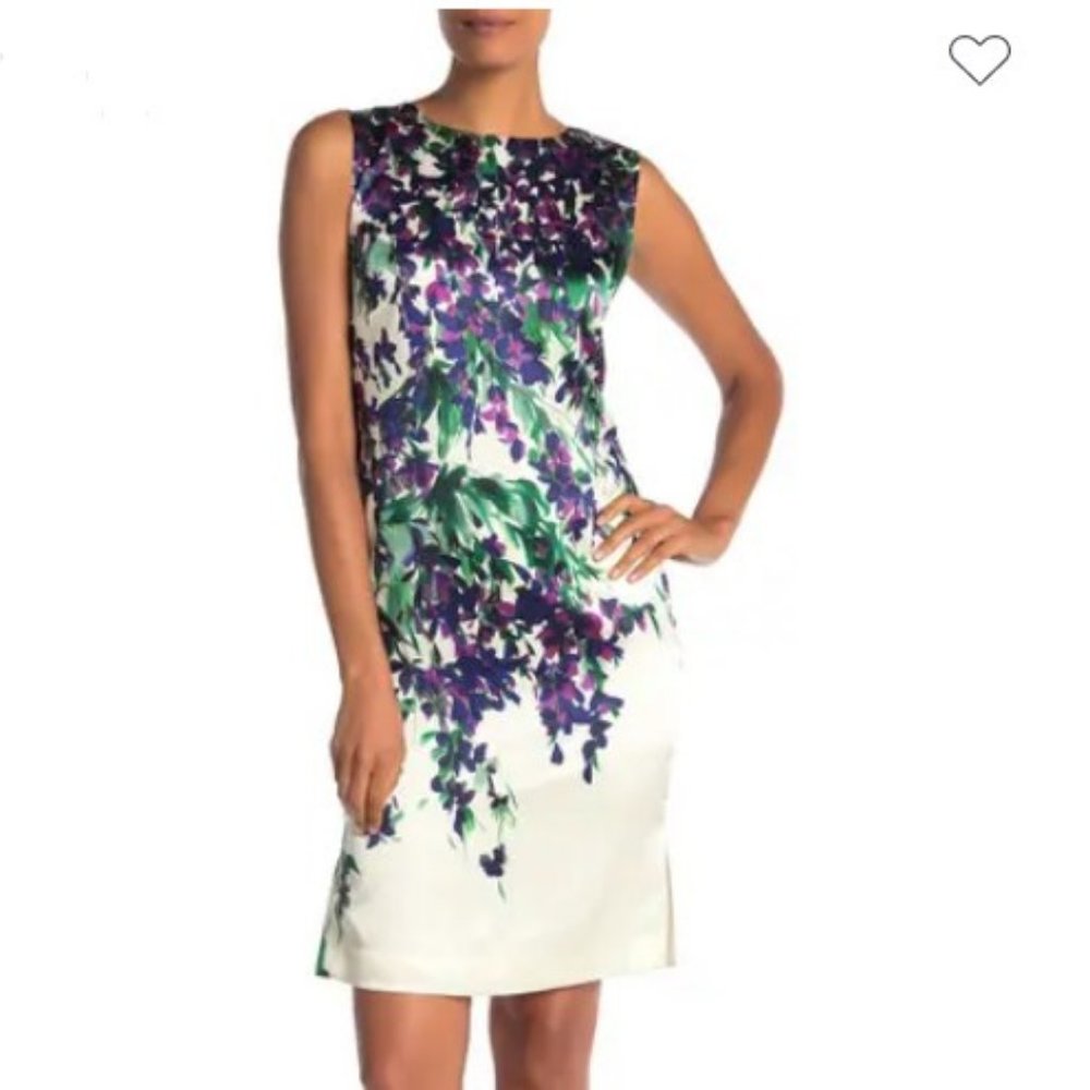 ST. JOHN Budding Floral Silk Charmeuse Sheath  NWT